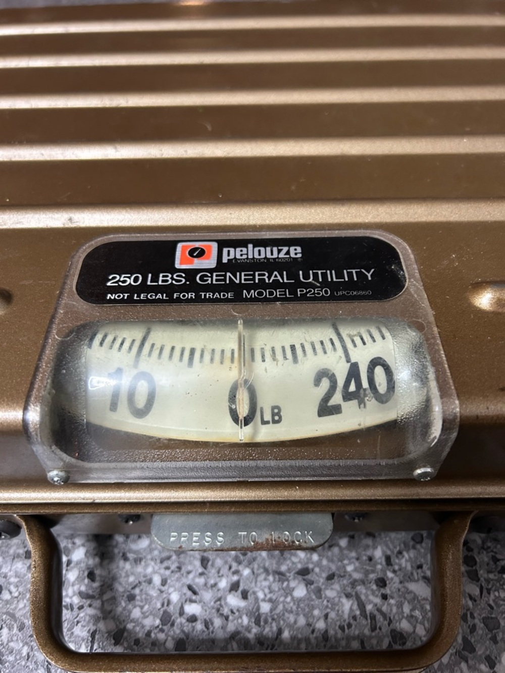 Vintage Pelouze Gold Metal Utility Scale - 250 lbs